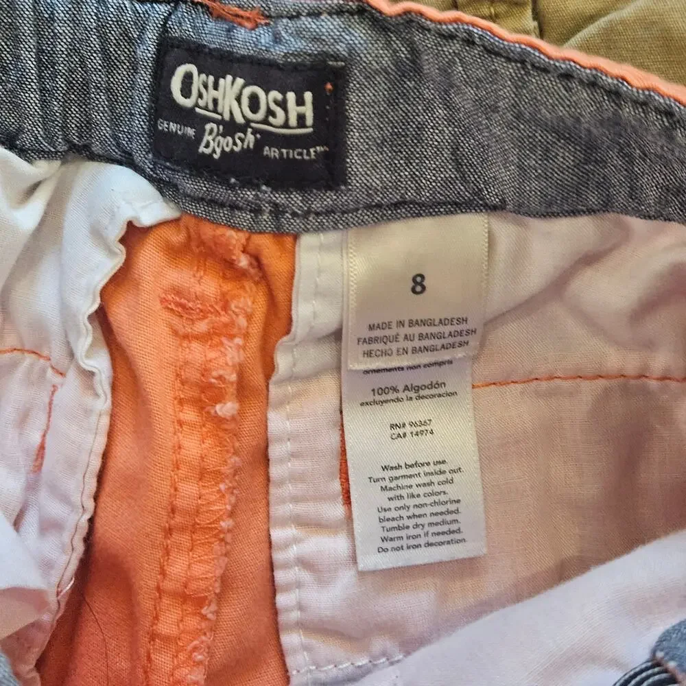 OshKosh B’gosh Uniform Shorts Lot‎ of 4 Boys 8 Adjustable Waist School Basics